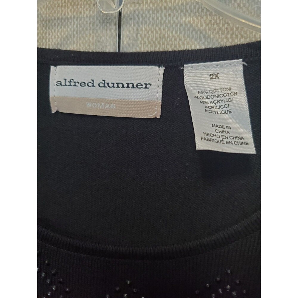Alfred Dunner Woman Black Cotton Blend Embellished Pullover Sweater Size 2X - Picture 3 of 5